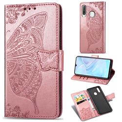 Embossing Mandala Flower Butterfly Leather Wallet Case for Huawei P30 Lite - Rose Gold