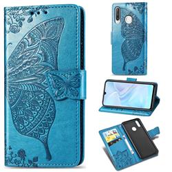 Embossing Mandala Flower Butterfly Leather Wallet Case for Huawei P30 Lite - Blue