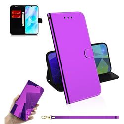 Shining Mirror Like Surface Leather Wallet Case for Huawei P30 Lite - Purple
