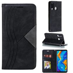 Retro S Streak Magnetic Leather Wallet Phone Case for Huawei P30 Lite - Black