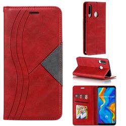 Retro S Streak Magnetic Leather Wallet Phone Case for Huawei P30 Lite - Red