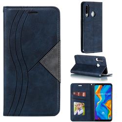 Retro S Streak Magnetic Leather Wallet Phone Case for Huawei P30 Lite - Blue