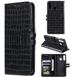 Luxury Crocodile Magnetic Leather Wallet Phone Case for Huawei P30 Lite - Black