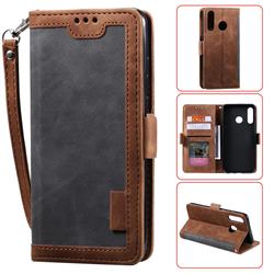 Luxury Retro Stitching Leather Wallet Phone Case for Huawei P30 Lite - Gray