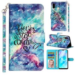 Blue Starry Sky 3D Leather Phone Holster Wallet Case for Huawei P30 Lite