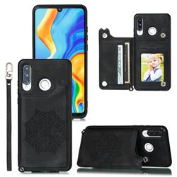 Luxury Mandala Multi-function Magnetic Card Slots Stand Leather Back Cover for Huawei P30 Lite - Black