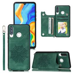Luxury Mandala Multi-function Magnetic Card Slots Stand Leather Back Cover for Huawei P30 Lite - Green