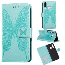 Intricate Embossing Vivid Butterfly Leather Wallet Case for Huawei P30 Lite - Green