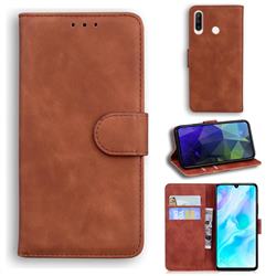 Retro Classic Skin Feel Leather Wallet Phone Case for Huawei P30 Lite - Brown