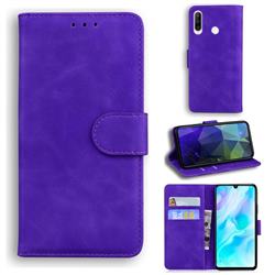 Retro Classic Skin Feel Leather Wallet Phone Case for Huawei P30 Lite - Purple