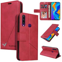 GQ.UTROBE Right Angle Silver Pendant Leather Wallet Phone Case for Huawei P30 Lite - Red