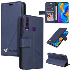GQ.UTROBE Right Angle Silver Pendant Leather Wallet Phone Case for Huawei P30 Lite - Blue