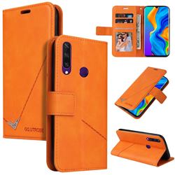 GQ.UTROBE Right Angle Silver Pendant Leather Wallet Phone Case for Huawei P30 Lite - Orange