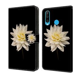 White Flower Crystal PU Leather Protective Wallet Case Cover for Huawei P30 Lite