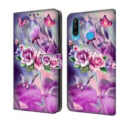 Flower Butterflies Crystal PU Leather Protective Wallet Case Cover for Huawei P30 Lite
