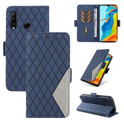 Grid Pattern Splicing Protective Wallet Case Cover for Huawei P30 Lite - Blue