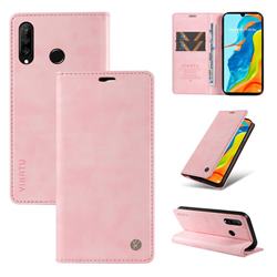 YIKATU Litchi Card Magnetic Automatic Suction Leather Flip Cover for Huawei P30 Lite - Pink