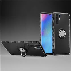 Armor Anti Drop Carbon PC + Silicon Invisible Ring Holder Phone Case for Huawei P30 Pro - Black