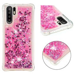 Dynamic Liquid Glitter Sand Quicksand TPU Case for Huawei P30 Pro - Pink Love Heart