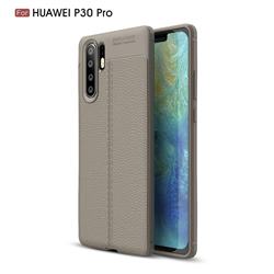 Luxury Auto Focus Litchi Texture Silicone TPU Back Cover for Huawei P30 Pro - Gray