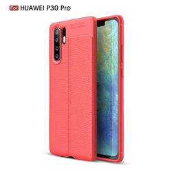 Luxury Auto Focus Litchi Texture Silicone TPU Back Cover for Huawei P30 Pro - Red