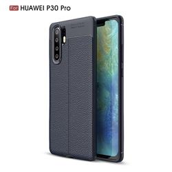 Luxury Auto Focus Litchi Texture Silicone TPU Back Cover for Huawei P30 Pro - Dark Blue