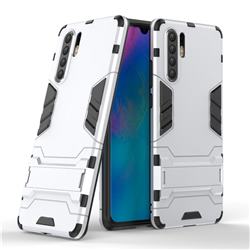 Armor Premium Tactical Grip Kickstand Shockproof Dual Layer Rugged Hard Cover for Huawei P30 Pro - Silver