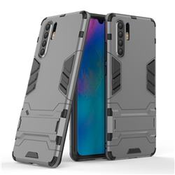 Armor Premium Tactical Grip Kickstand Shockproof Dual Layer Rugged Hard Cover for Huawei P30 Pro - Gray
