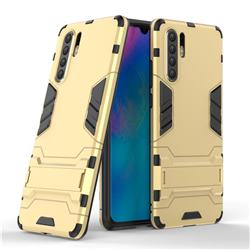 Armor Premium Tactical Grip Kickstand Shockproof Dual Layer Rugged Hard Cover for Huawei P30 Pro - Golden
