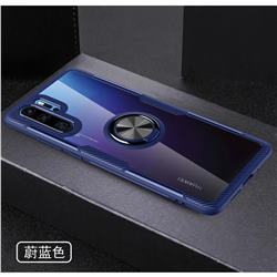 Acrylic Glass Carbon Invisible Ring Holder Phone Cover for Huawei P30 Pro - Azure