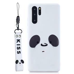 White Feather Panda Soft Kiss Candy Hand Strap Silicone Case for Huawei P30 Pro