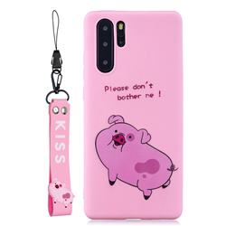 Pink Cute Pig Soft Kiss Candy Hand Strap Silicone Case for Huawei P30 Pro