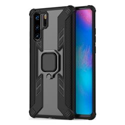 Predator Armor Metal Ring Grip Shockproof Dual Layer Rugged Hard Cover for Huawei P30 Pro - Black