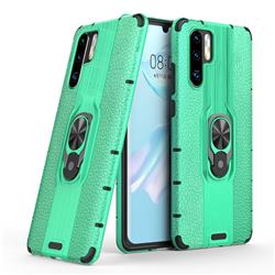 Alita Battle Angel Armor Metal Ring Grip Shockproof Dual Layer Rugged Hard Cover for Huawei P30 Pro - Green