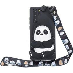 Cute Panda Neck Lanyard Zipper Wallet Silicone Case for Huawei P30 Pro