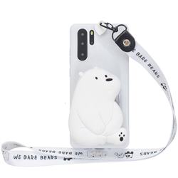White Polar Bear Neck Lanyard Zipper Wallet Silicone Case for Huawei P30 Pro
