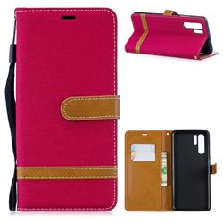Jeans Cowboy Denim Leather Wallet Case for Huawei P30 Pro - Red