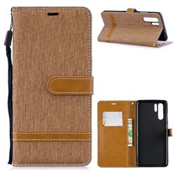 Jeans Cowboy Denim Leather Wallet Case for Huawei P30 Pro - Brown