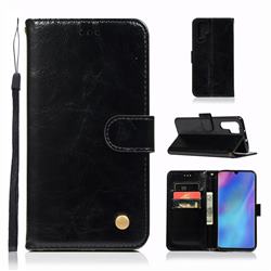 Luxury Retro Leather Wallet Case for Huawei P30 Pro - Black