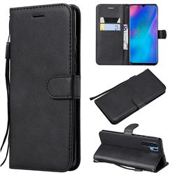 Retro Greek Classic Smooth PU Leather Wallet Phone Case for Huawei P30 Pro - Black