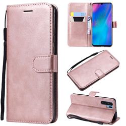 Retro Greek Classic Smooth PU Leather Wallet Phone Case for Huawei P30 Pro - Rose Gold