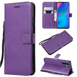 Retro Greek Classic Smooth PU Leather Wallet Phone Case for Huawei P30 Pro - Purple