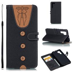 Ladies Bow Clothes Pattern Leather Wallet Phone Case for Huawei P30 Pro - Black