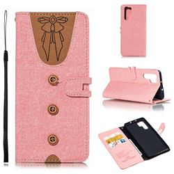 Ladies Bow Clothes Pattern Leather Wallet Phone Case for Huawei P30 Pro - Pink