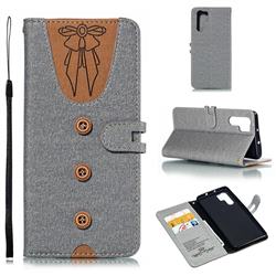 Ladies Bow Clothes Pattern Leather Wallet Phone Case for Huawei P30 Pro - Gray