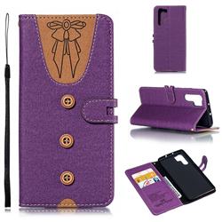 Ladies Bow Clothes Pattern Leather Wallet Phone Case for Huawei P30 Pro - Purple