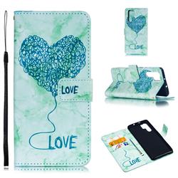 Marble Heart PU Leather Wallet Phone Case for Huawei P30 Pro - Green