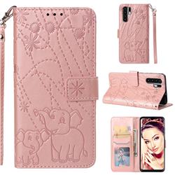 Embossing Fireworks Elephant Leather Wallet Case for Huawei P30 Pro - Rose Gold