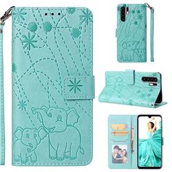Embossing Fireworks Elephant Leather Wallet Case for Huawei P30 Pro - Green