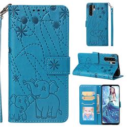 Embossing Fireworks Elephant Leather Wallet Case for Huawei P30 Pro - Blue